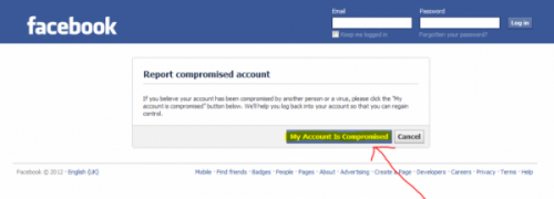 Page to secure a compromised account