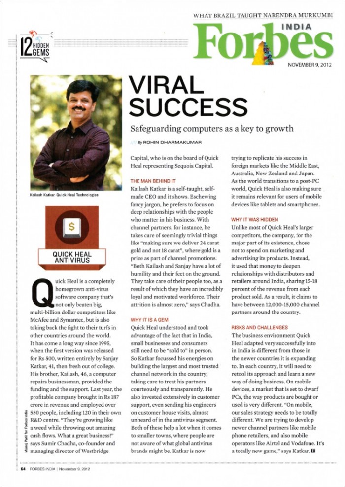 Mr. Katkar in Forbes India
