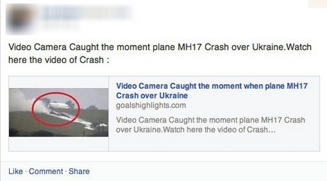 MH17 crash Facebook Scams
