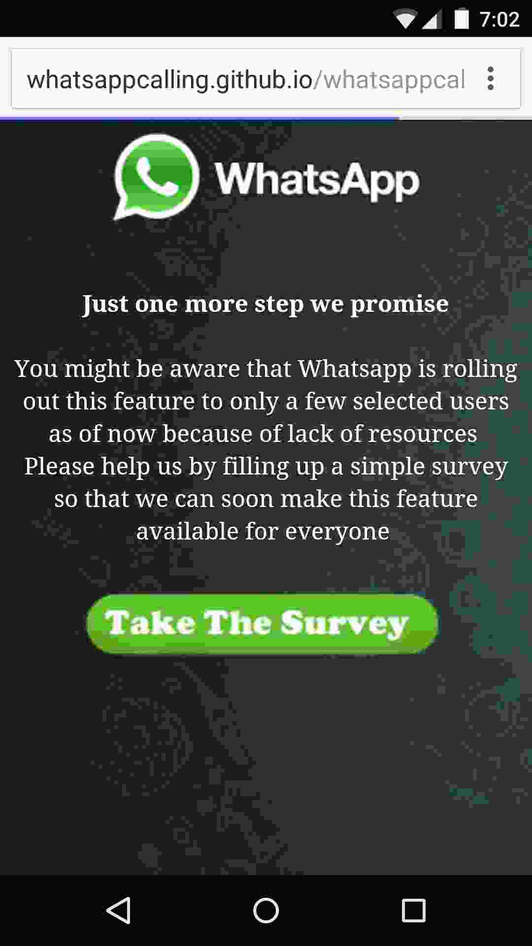WhatsApp Calling Invitation Scam survey form
