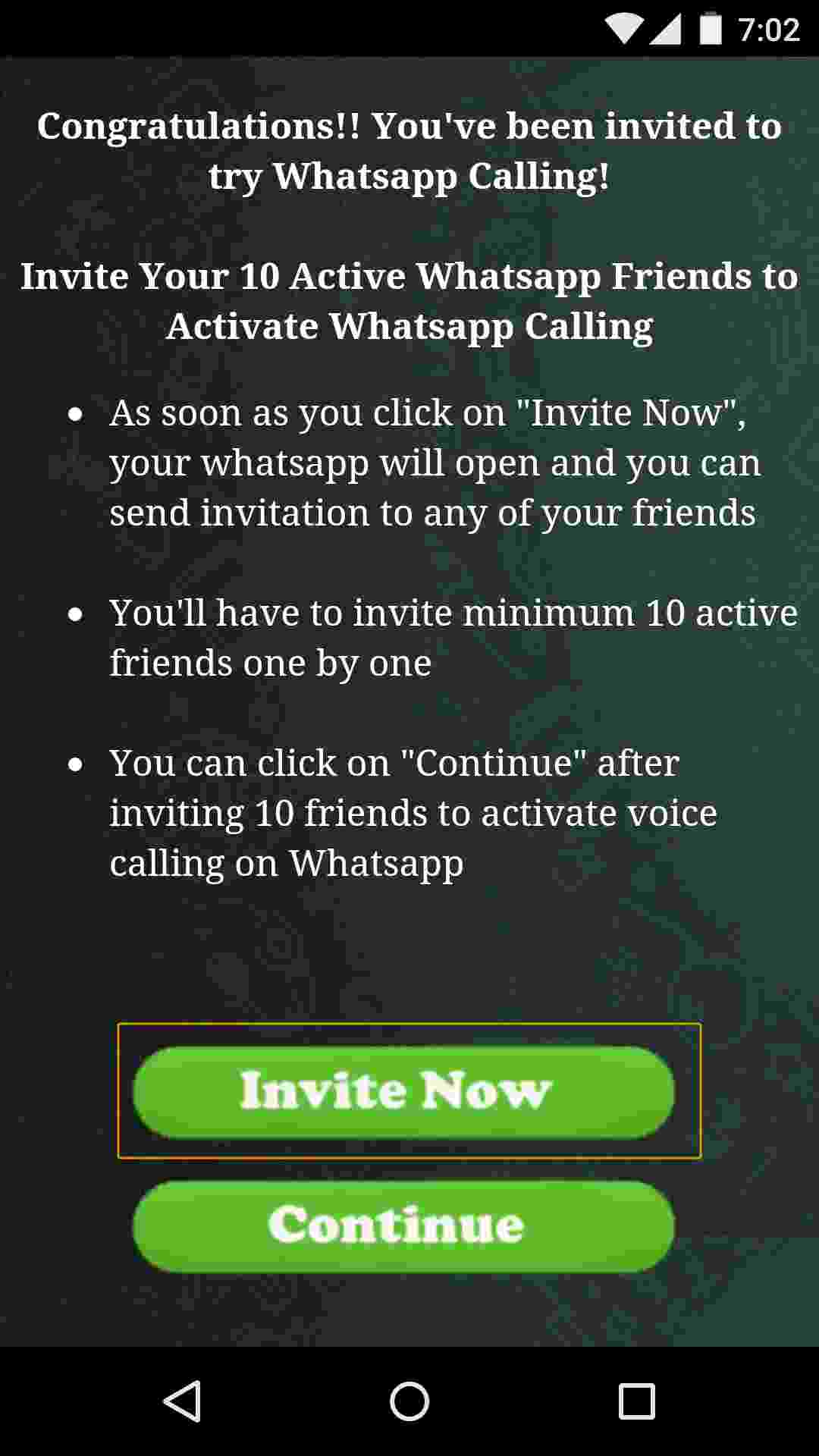 WhatsApp Calling Invitation Scam survey