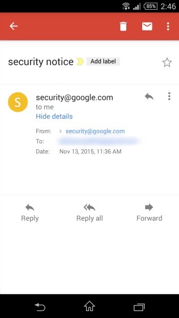 Gmail Android App Display Name Flaw