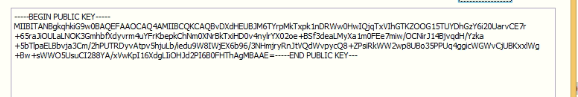 Fig 12: Base 64 encoded RSA Public key 